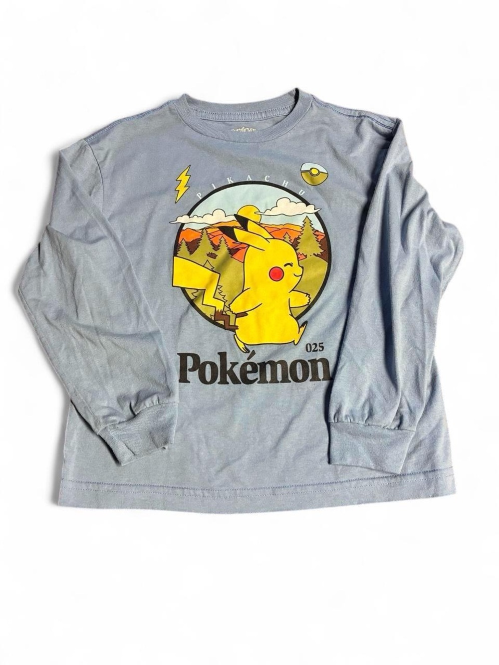 Pokemon Pikachu Long Sleeve Tee - Light Gray & Yellow